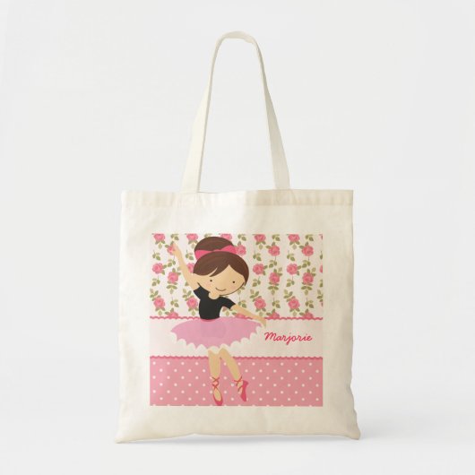 Whimsical Floral Pink Ballerina Gepersonaliseerd Tote Bag (Voorkant)
