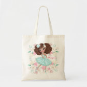 Whimsical Floral Pink Ballerina Gepersonaliseerd Tote Bag (Voorkant)