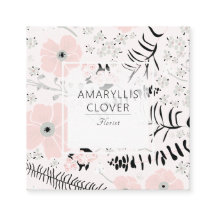 Whimsical Floral Pink Grey Black Patterned Flowers
