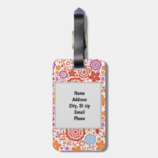 Whimsical Floral Print Bagagelabel (Achterkant verticaal)