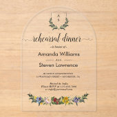 Whimsical  Floral repetitie dinerboog Acryl Uitnodigingen (Voorkant)