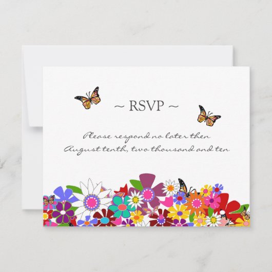 Whimsical Floral Reply Cards RSVP Kaartje (Voorkant)