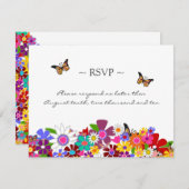 Whimsical Floral Reply Cards RSVP Kaartje (Voorkant / Achterkant)