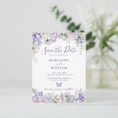 Whimsical Floral Romantische Bruiloft Save the Dat Briefkaart (Staand voorkant)