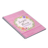 Whimsical Floral Rozen & Rustic Pink Wood Girly Notitieboek (Rechterzijde)