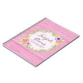 Whimsical Floral Rozen & Rustic Pink Wood Girly Notitieboek (Linkerzijde)