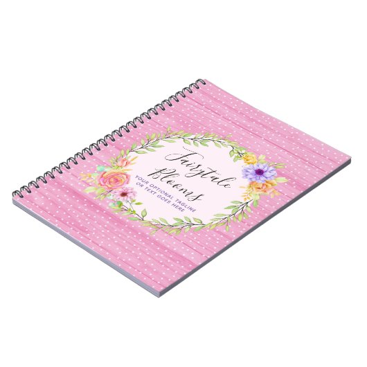 Whimsical Floral Rozen & Rustic Pink Wood Girly Notitieboek (Linkerzijde)