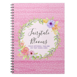 Whimsical Floral Rozen & Rustic Pink Wood Girly Notitieboek