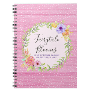 Whimsical Floral Rozen & Rustic Pink Wood Girly Notitieboek