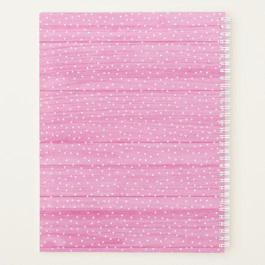 Whimsical Floral Rozen & Rustic Pink Wood Girly Planner (Achterkant)