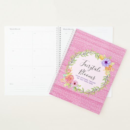 Whimsical Floral Rozen & Rustic Pink Wood Girly Planner (Display)
