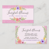Whimsical Floral Rozen & Rustic Pink Wood Girly Visitekaartje (Voorkant / Achterkant)