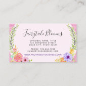 Whimsical Floral Rozen & Rustic Pink Wood Girly Visitekaartje (Achterkant)