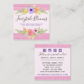 Whimsical Floral Rozen & Rustic Wood Social Media Vierkante Visitekaartje (Voorkant / Achterkant)