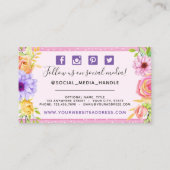 Whimsical Floral Rozen & Rustic Wood Social Media Visitekaartje (Achterkant)
