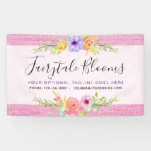 Whimsical Floral Rozen Rustiek Roze Girly Simpel Spandoek (Horizontaal)