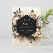 Whimsical Floral Rustic Wedding Save The Date (Staand voorkant)