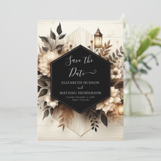 Whimsical Floral Rustic Wedding Save The Date (Staand voorkant)