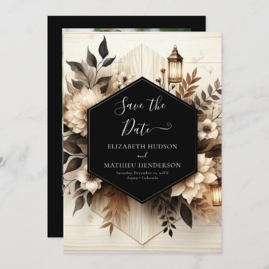 Whimsical Floral Rustic Wedding Save The Date (Voorkant / Achterkant)