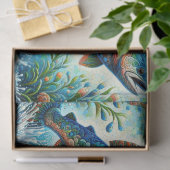 Whimsical Floral Salmon Fish Blue Decoupage Tissuepapier (Geschenk)