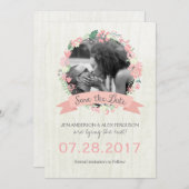 Whimsical Floral Save the Date Photo Card (Voorkant / Achterkant)