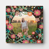 Whimsical Floral Schattigee foto Gepersonaliseerd Fotoplaat (Voorkant)