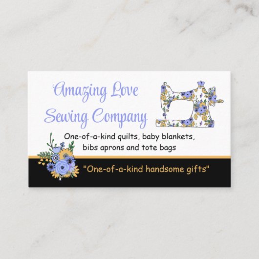 Whimsical Floral Sewing Machine2a Visitekaartje (Voorkant)