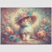 Whimsical Floral Shabby Chic Kitten DIY Decoupage Tissuepapier (Voorkant)
