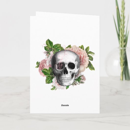 Whimsical Floral Skeleton Gothic Wedding Dank je Bedankkaart (Achterkant)