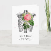 Whimsical Floral Skeleton Gothic Wedding Dank je Bedankkaart (Voorkant)