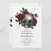 Whimsical Floral Skull Gothic Wedding Invitation Kaart (Voorkant / Achterkant)