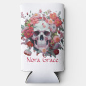 Whimsical Floral Skull Seltzer Blikjeskoeler (Voorkant)