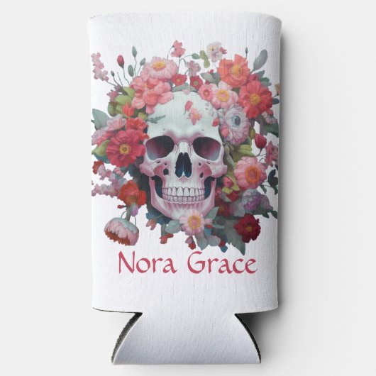 Whimsical Floral Skull Seltzer Blikjeskoeler (Voorkant)