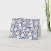 Whimsical Floral Snowman Blank Christmas Kaart (Achterkant)