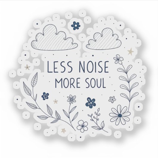 Whimsical Floral Soul Quote Line Art Sticker (Voorkant)