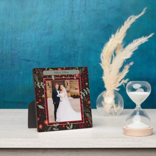 Whimsical Floral Stars Foto Gepersonaliseerd Namen Fotoplaat (Insitu)