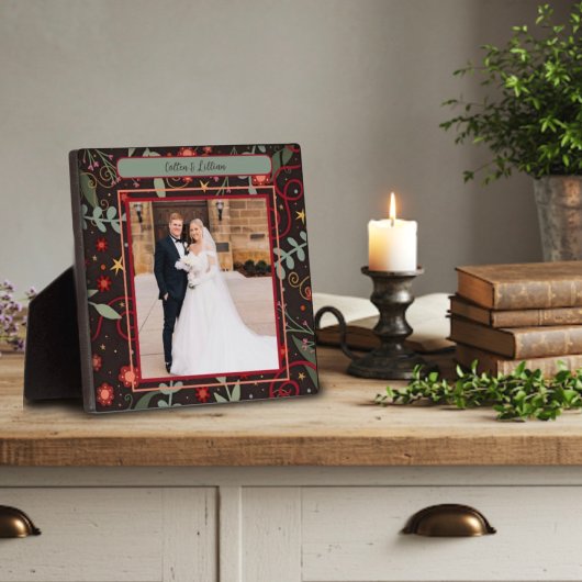 Whimsical Floral Stars Foto Gepersonaliseerd Namen Fotoplaat