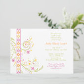 Whimsical Floral Sweet 16 Birthday Invitation Kaart (Staand voorkant)