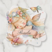 Whimsical Floral Sweet Dreams Slapen Fairy Meisje Bedankjes Labels (Voorkant)