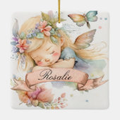 Whimsical Floral Sweet Dreams Slapen Fairy Meisje Keramisch Ornament (Achterkant)