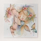 Whimsical Floral Sweet Dreams Slapen Fairy Meisje Legpuzzel (Horizontaal)