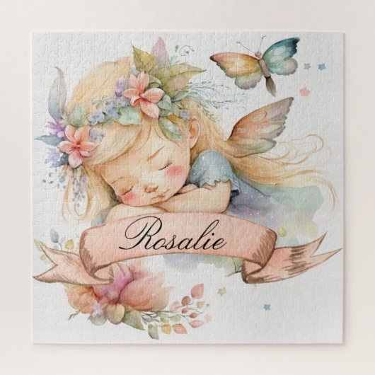Whimsical Floral Sweet Dreams Slapen Fairy Meisje Legpuzzel (Verticaal)
