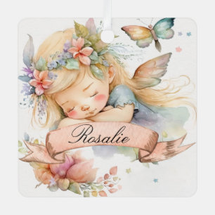 Whimsical Floral Sweet Dreams Slapen Fairy Meisje Metalen Ornament