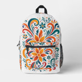 Whimsical Floral Swirl Backpack Bedrukte Rugzak (Voorkant)