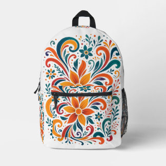 Whimsical Floral Swirl Backpack Bedrukte Rugzak