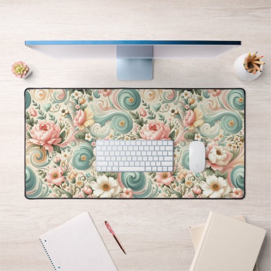 Whimsical Floral Swirls in Pastel Bureaumat (Kantoor 1)