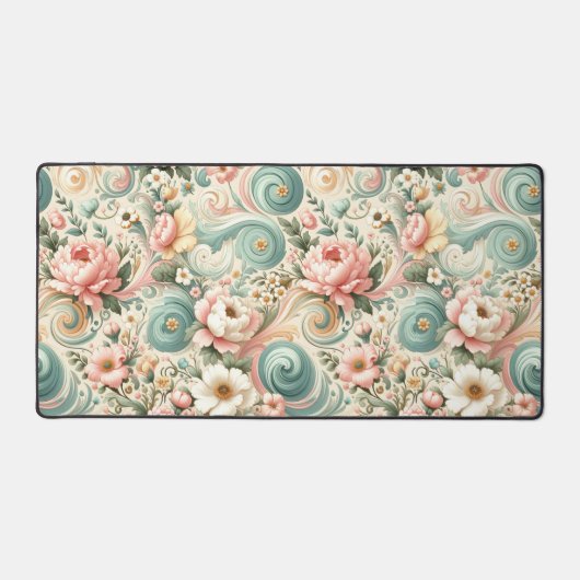 Whimsical Floral Swirls in Pastel Bureaumat (Voorkant)