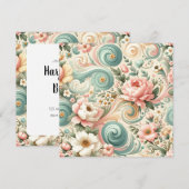 Whimsical Floral Swirls in Pastel Kaart (Voorkant / Achterkant)