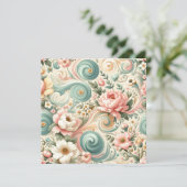 Whimsical Floral Swirls in Pastel Kaart (Staand voorkant)