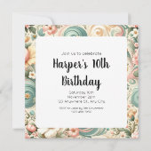 Whimsical Floral Swirls in Pastel Kaart (Achterkant)